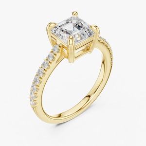 Anillo Solitario de Diamante Cultivado en Laboratorio con Corte Asscher de 2.00 Ct, Oro Amarillo de 9K, Joyería de Compromiso para Novia, Venta al Por Mayor OEM - Product Image 4
