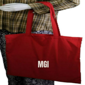 กระเป๋าผ้าแคนวาส MGI เป็นมิตรกับสิ่งแวดล้อม ใช้ซ้ำได้ ผลิตจากผ้าฝ้าย 100% ปิดด้วยซิปและกระดุม สายสะพายยาว ดีไซน์โลโก้ตัวอักษร สำหรับผู้หญิง - Product Image 6