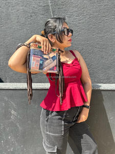 New Arrival Fringe Transparent Clear Bag Stylish Hand Tooled Carving Leather Clutch Zipper Closure <b>Large</b> Capacity Eco-Friendly - Product Image 4