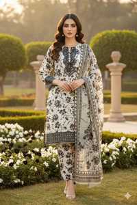 ชุดกะมีซสำเร็จรูปขายส่งสำหรับผู้หญิง ดีไซน์ผ้าลอน ชุดกะมีซสำเร็จรูปปักลาย ชุดปากีสถานสำเร็จรูปผ้าลอน - Product Image 5