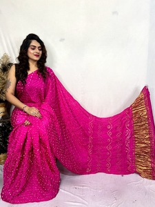 Designer Pure Gajji Silk Bandhani <b>Saree</b> Traditional Indian Tie Dye <b>Saree</b> Wedding Party Wear - Product Image 3