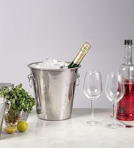 Seau à glace en acier inoxydable de 5 litres, robuste, pour vin et champagne, avec couvercle et pince, pour hôtel, bar, restaurant, vente en gros - Product Image 1