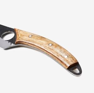 Couteau de chasse EDC forgé à la main, couteau à lame fixe personnalisé avec poignée à trou pour le pouce et manche en bois, couteau compact pour la survie en plein air - Product Image 2