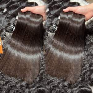 Paquetes de Cabello Humano Virgen Remy Liso Natural Negro, 100% Alineado con la Cutícula, Doble Trama a Máquina, Doble Grosor, Venta al por Mayor - Product Image 5