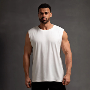 Débardeur sans manches vert fluo pour homme, col rond, séchage rapide, tricoté, sportif, couleur unie, gilet de fitness - Product Image 2