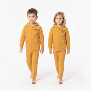 Conjunto Deportivo Unisex para Niños, Cómodo, de Algodón, Sudadera con Capucha y Pantalones de Algodón Grueso con Cierre Completo, Estilo Casual - Product Image 3