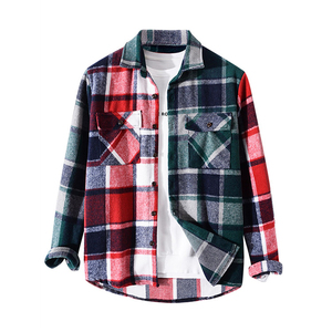 Wholesale <b>Men's</b> High Quality <b>Flannel</b> Shirt Hoodie Casual Plaid Shirt <b>Jacket</b> Heavyweight Outerwear - Product Image 2