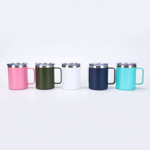 Vaso Térmico de Viaje de Acero Inoxidable 304 Ecológico de 12oz al por Mayor, Taza de Oficina para Bebidas Frías y Calientes con Asa y Tapa, Vaso de Café con Aislamiento al Vacío - Product Image 1