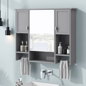 Mobiletto da Bagno Moderno 35 X 28 da Parete con Specchio, Armadietto Portamedicinali e Portasciugamani, Accessorio per Arredo Bagno - Product Image 4