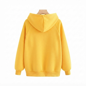 Sudadera con Capucha Personalizada, Bordada en Amarillo, Tejida, Sólida, Transpirable, de Secado Rápido, Gruesa, de Poliéster/Algodón para Invierno - Product Image 2