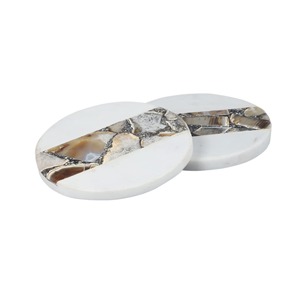 Natural Crystal <b>Coasters</b> Luxe Metallic Rim Beverage <b>Coaster</b> Set for Dining Table and Gifting Use - Product Image 3