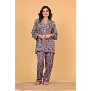 Ensemble de pyjama d'été en crêpe imprimé pour femmes, doux, respirant, confortable, élégant, vêtements de nuit décontractés, vêtements de maison, combinaison de nuit - Product Image 2