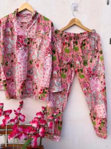 Conjunto de Pijama de Algodón con Estampado de Patchwork para Mujer, Ropa de Dormir y de Estar por Casa con Bolsa a Juego, Suave y Transpirable, Ropa de Dormir de Verano al por Mayor - Product Image 2