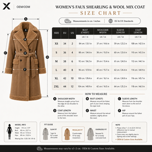 Women's Faux Shearling Woolen Mix <b>Long</b> Winter Trench <b>Coat</b> Belted Double Breasted Warm OEM ODM - Product Image 6