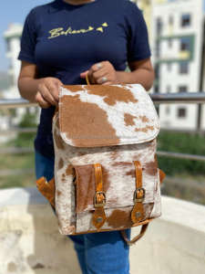 กระเป๋าเป้สะพายหลังหนังวัวแท้ผมสีน้ำตาลกระเป๋าเป้สะพายหลังหนังอเนกประสงค์ - Product Image 3