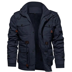 Veste polaire unisexe noire formelle, col montant, fermeture éclair, imperméable, coupe-vent, hiver, coupe ajustée, 100 % polyester, rembourrée et épaisse - Product Image 2