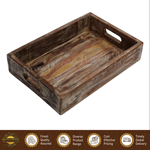 Restaurant & Hotel Supplies High Quality Best Selling 100% Natural <b>Pine</b> Wood Food Serving Tray with Handles from Indian Supplier - Product Image 5