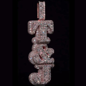 High Quality Iced Out S925 Sterling <b>Silver</b> VVS Moissanite Diamond Custom Name <b>Initial</b> Letter Bling <b>Pendant</b> Hip Hop Jewelry - Product Image 1