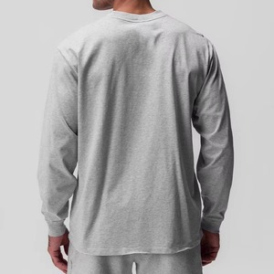 Nouveau T-shirt unisexe en coton/fibre de bambou teint en fil 260g à manches longues, coupe ample, motif dessin animé, design sportif vierge - Product Image 5