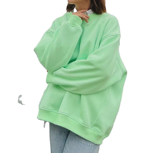 เสื้อสเวตเชิ้ตคอกลมโอเวอร์ไซส์ สีพื้น ทรงปกติ ผ้าฝ้ายถัก ใส่ได้ทั้งชายและหญิง เหมาะสำหรับฤดูใบไม้ร่วง สีฟ้าอ่อน แขนยาว - Product Image 4