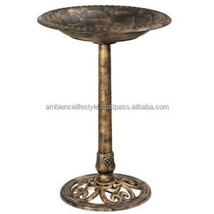 Baño para pájaros de metal de primera calidad, decorativo para jardín exterior, con pedestal, duradero, resistente al óxido, diseño elegante, para paisajismo de patio trasero - Product Image 1