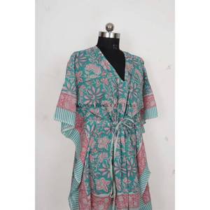 Nouvelle robe kaftan en coton léger à fleurs pour femmes, style bohème, confortable pour tous les jours - Product Image 4