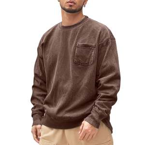 OEM Manufactured 380 GSM 100% Cotton Acid <b>Washed</b> Oversized Men's Sweatshirts with Pocket Premium Custom Embroidery Pullover - Product Image 4