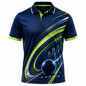 เสื้อโปโลโบว์ลิ่งโพลีเอสเตอร์ผลิตจากโรงงาน ออกแบบเองได้ พิมพ์ลายแบบซับลิเมชั่นเต็มตัว เสื้อโปโลโบว์ลิ่งผู้ชาย - Product Image 4