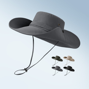 Wholesale Custom logo Big Brim Women <b>Men</b> Fisherman Hiking Mountain Outdoor <b>Summer</b> Bucket <b>Hats</b> - Product Image 1
