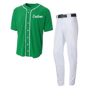 Conjunto de Uniforme de Béisbol Verde Claro Personalizado para Hombre, Jersey de Manga Corta, Prenda Deportiva de Alta Calidad, Costuras Duraderas, Cómodo - Product Image 1