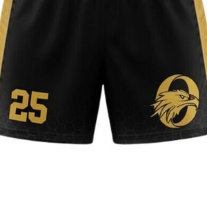 Shorts de lacrosse unisexe noir et or en polyester, coupe athlétique, légers, pour uniforme sportif, entraînement et performance d'équipe - Product Image 6