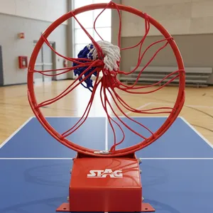 Stag Iconic Red Basketball Rim With Net Adjustable Height Court Equipment - Product Image 2