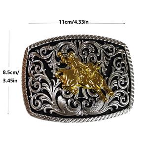 Artisan Owl Cowboy Longhorn Bull <b>Belt</b> <b>Buckle</b> Box Frame Press Zinc Alloy Western Rider Rodeo Style - Product Image 3