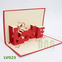 ANN HANDICRAFT LV025 Cartes de vœux personnalisées avec logo 3D écologiques pour la Saint-Valentin, l'anniversaire de l'amour - Papier imprimé numériquement