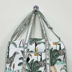 Handcraft Bohemian Cotton Duffle Bag Handmade Quilted Weekender Travel <b>Backpack</b> Large External Frame Block Printed Design Women - Product Image 5