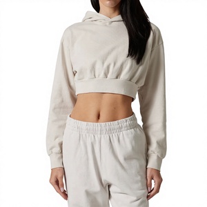 Wholesale Women <b>White</b> <b>Lace</b> Up Crop Top Hoodie Long Sleeve Drawstring Corset Waist Sweatshirt Pullover Streetwear OEM Factory - Product Image 1