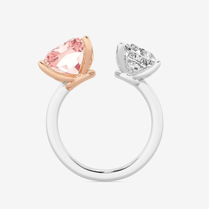 Bague de fiançailles de luxe en diamant rose fantaisie de 9 carats au total, taille radiant, cultivé en laboratoire, style ouvert à deux pierres, pour demande en mariage - Product Image 2