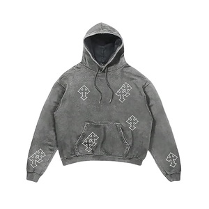 Sudadera con Capucha Gráfica Cruzada para Hombre, Estilo Gótico Vintage, Manga Larga, Retro, con Bolsillos, Ropa Urbana - Product Image 1
