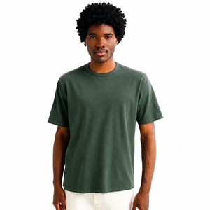 T-shirt à manches courtes vert pour homme, coupe classique, col rond, style décontracté, tissu jersey 100% coton - Product Image 1