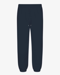 Pantalon de survêtement bleu marine pour homme, taille élastique avec cordon de serrage, joggers décontractés en coton mi-lourd, idéal pour l'automne - Product Image 1