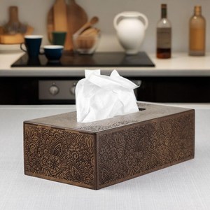 Boîte à mouchoirs classique en bois de noyer avec fonction de remplissage facile pour salon et bureau - Product Image 2