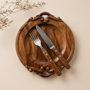 Bandeja de Servir de Madera de Acacia Doussie Vintage al por Mayor, Tallada a Mano con Diseño Wabi-Sabi, Plato Duradero y Ecológico para Cena o Frutas - Product Image 5