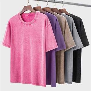 T-shirt Homme Luxe Personnalisé avec Logo Effet Vieilli 100% Coton Haute Qualité Lavage Acide Vintage T-shirt Lourd pour Hommes - Product Image 1