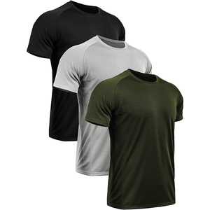 Oem Design Gym Men's Quick Dry Short Sleeve T-Shirt Solid Color O-Neck Regular Fit Athletic Top Knitted Polyester Casual Wear - Product Image 3