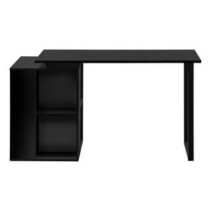Scrivania per Computer da Ufficio Contemporanea Nera 55'' con Ripiani di Stoccaggio Sinistro e Destro, Set in Laminato Nero e Metallo - Product Image 5