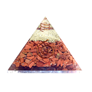 Pyramide d'Orgone en Jaspe Rouge Écologique Faite à la Main, avec Éclats de Pierres Naturelles, Cristal d'Orgonite pour la Méditation et la Décoration Intérieure - Product Image 2