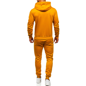 Conjunto Deportivo Informal para Hombre con Capucha y Estampado, Chaqueta de Color Sólido con Cierre Completo, Bolsillos Laterales, Pantalones con Cordón, 100% Algodón, Ropa de Invierno - Product Image 4