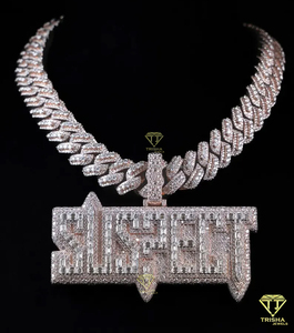Moissanite Diamond <b>Name</b> Pendant Hip Hop <b>Chain</b> Iced Out Baguette Necklace Luxury Streetwear Jewelry - Product Image 3