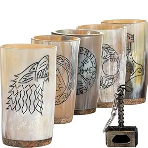 Durable Eco-Friendly Handmade Polished Viking Horn Shot Glass 2025 New Design Waterproof for <b>Beer</b> Coffee Drinks Religious Craft - Product Image 3