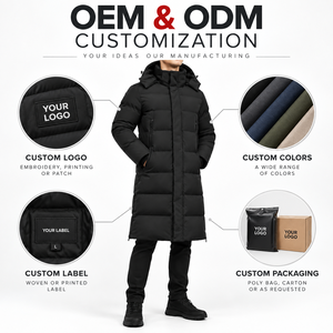 Vente en gros de manteaux longs matelassés pour hommes, à capuche, imperméables, coupe-vent, chauds, parka d'hiver, OEM, étiquette privée - Product Image 3